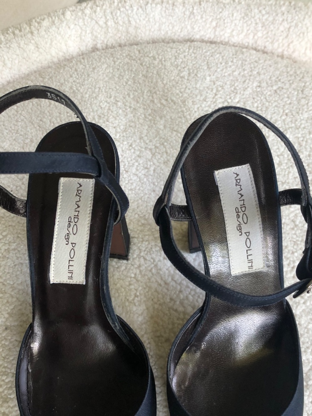 Armando Pollini Design Silk Slingback Heel Navy Blue Size EU 36 Like New - Picture 5 of 9